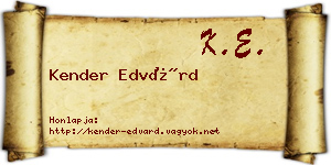 Kender Edvárd névjegykártya